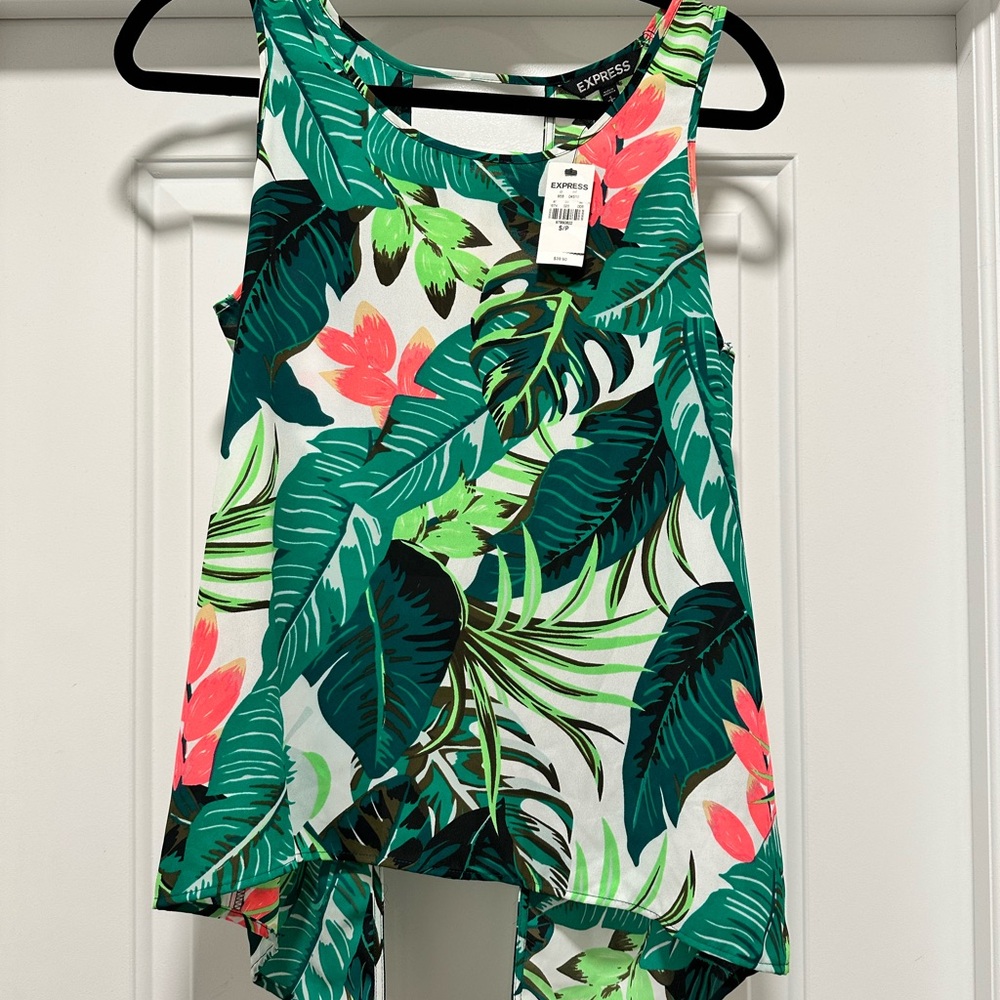 Express Tropical Print Sleeveless Top